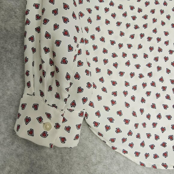 Ann Taylor Women S Long Sleeve Heart Print Pull Over Blouse Shirt Office Career - Picture 7 of 9